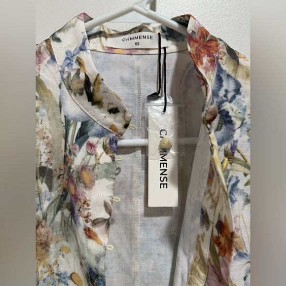 NEW Commense Belted Balloon Long Sleeve Floral Butterfly Dress Midi, XS - Picture 5 of 16